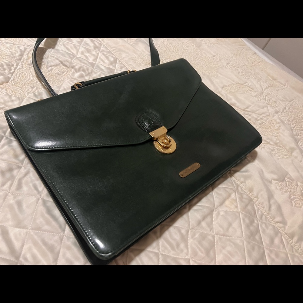 Vintage Forest Green Polo Ralph Lauren Square Handbag